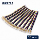 ALX-18E020 CONECTOR BANDA LED COB RGB+CCT 12MM 6 PINI CU CABLU 10CM